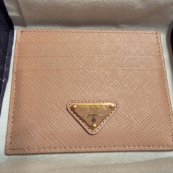 Genuine Prada Saffiano Saffiano Leather Card Holder in Powder Pink(CIPRIA) Color - Picture 3 of 8